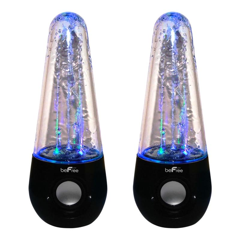 BeFree Sound LED Dancing Water Bluetooth Multimedia Speakers, 3inH x 6inW x 8-1/2in, Black, 995102278M MPN:995102278M