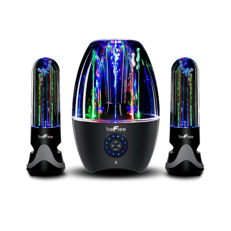 BeFree Sound LED Dancing Water 2.1-Channel Bluetooth Multimedia Sound System, 7.5inH x 10.5inW x 13.5inD, Black, 995102699M MPN:995102699M