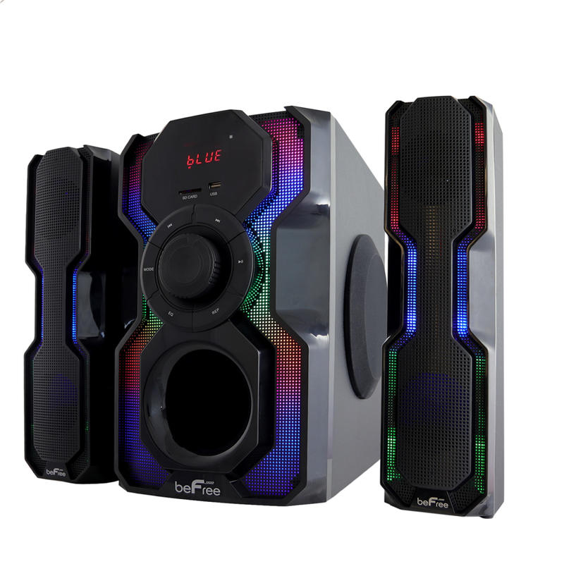 BeFree Sound 2.1-Channel Bluetooth Multimedia Wired Speaker Shelf Stereo System, 9.25inH x 12.2inW x 14.5inD, Black, 995106069M MPN:995106069M