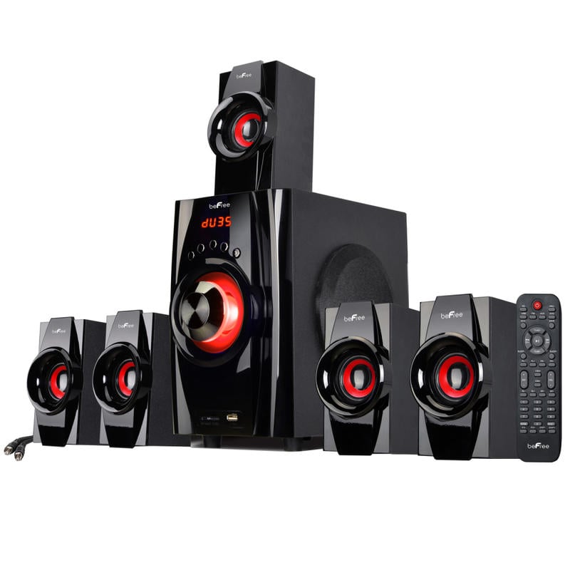 BeFree Sound BFS-410 5.1-Channel Surround Sound Bluetooth Speaker System, Red/Black MPN:99592794M