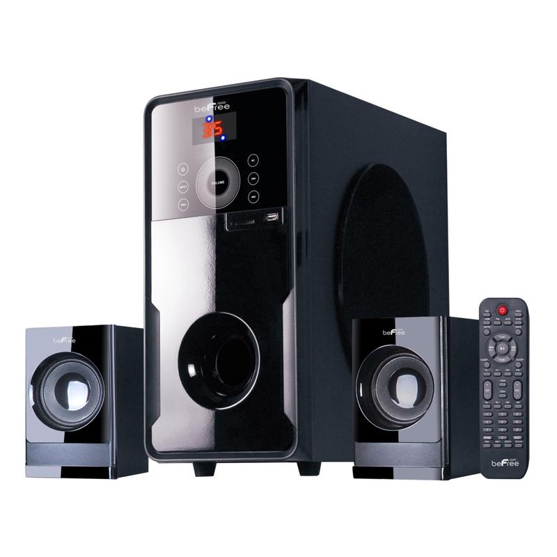 BeFree Sound BFS-50 2.1-Channel Bluetooth Surround Sound Speaker System, 14-3/4inH x 14-1/2inW x 12inD, Black, 99595508M MPN:99595508M