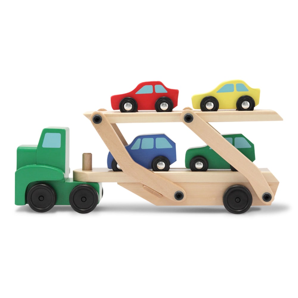 Melissa & Doug Car Carrier Truck & Cars Wooden Toy Set MPN:LCI4096