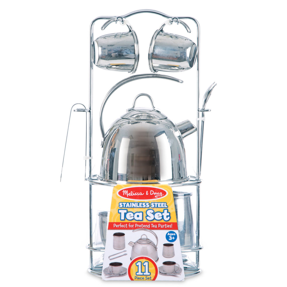 Melissa & Doug Stainless Steel Tea Set And Storage Stand, 11 Pieces MPN:LCI4251