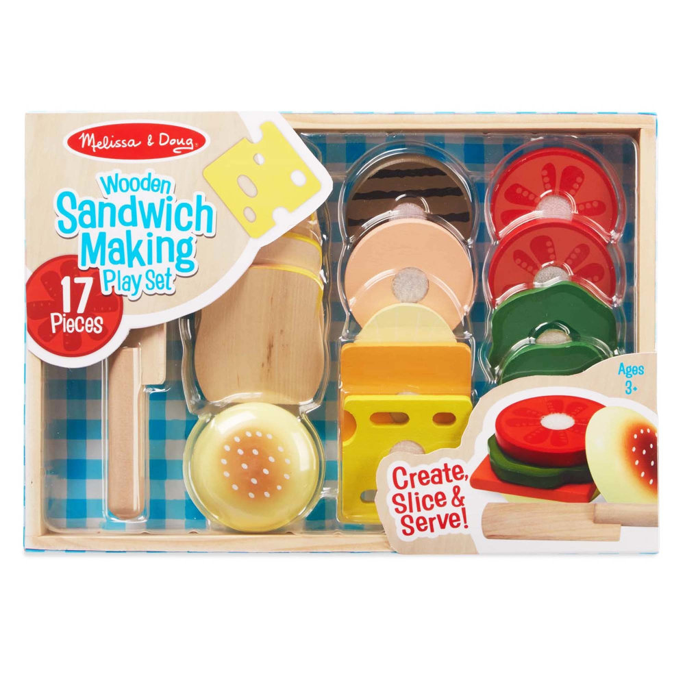 Melissa & Doug Sandwich-Making Wooden Play Food Set MPN:LCI513