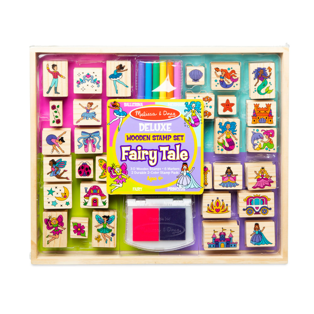 Melissa & Doug Deluxe Wooden Stamp Set - Fairy Tale MPN:LCI31900