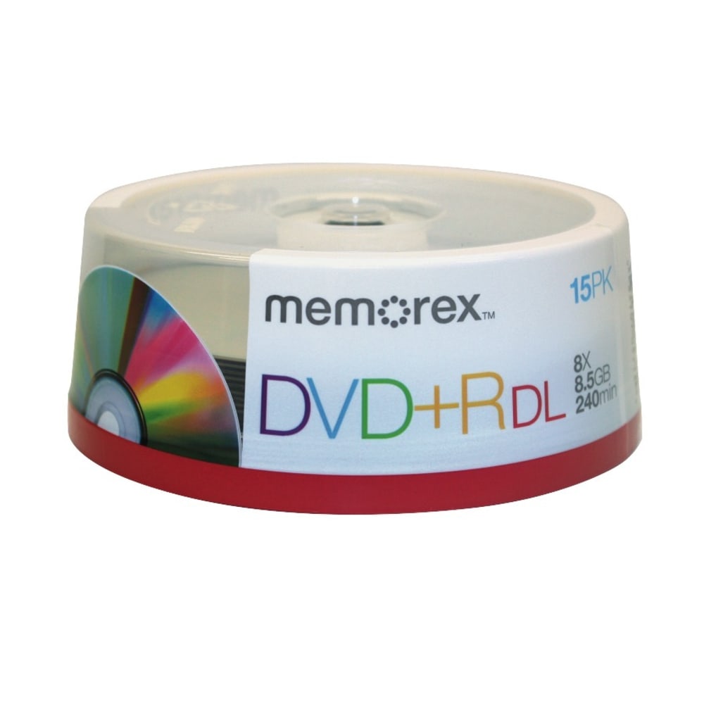 Memorex DVD+R Double Layer Recordable Media Spindle, 8.5GB/240 Minutes, Pack Of 15 (Min Order Qty 4) MPN:32025715