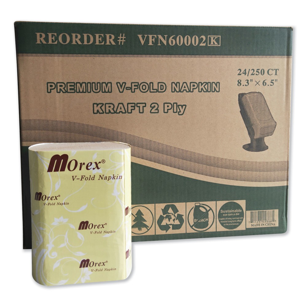 GEN Premium Interfold Pop-Up Dispenser Napkin, 6.5 x 5, Brown, 6, 000/Carton MPN:VFN60002K