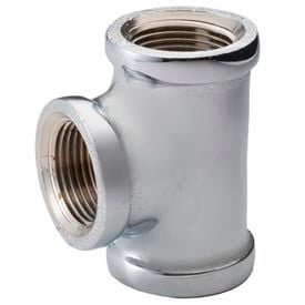 Chrome Plated Brass Pipe Fitting 1/2 X 3/8 X 3/8 Reducing Tee Npt Female C106-080606 - Pkg Qty 25