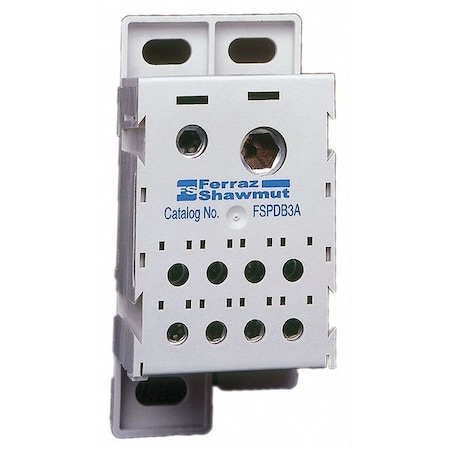 Power Distribution Block, Finger-Safe, 1 Pole, 310 A Copper, 1, 500 V DC, DIN Rail, Screw MPN:FSPDB3A