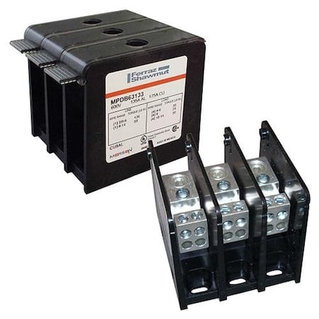 Power Distribution Block, 2 Pole, 1, 000 V AC/DC, Screw MPN:MPDB67572