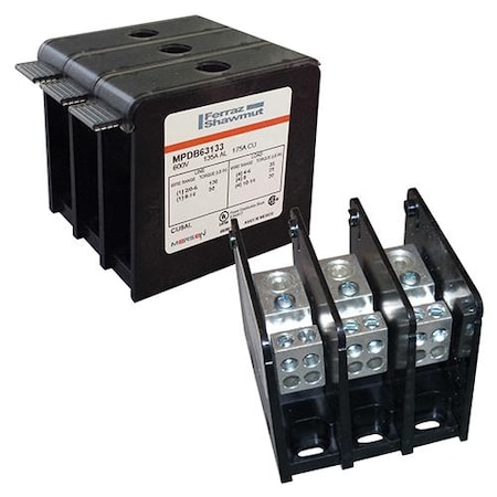 Power Distribution Block, 3 Pole, 1, 000 V AC/DC, Screw MPN:MPDB69063