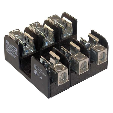 Open Fuse Block, 0 to 30A Amp Range, 250V AC/DC Volt Rating, 3 Poles, Box Lug MPN:20308