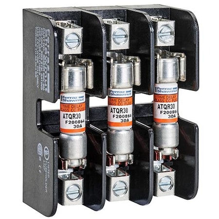 Open Fuse Block, CC UL Class, 3 Poles, 600V AC/DC Volt Rating MPN:30353R