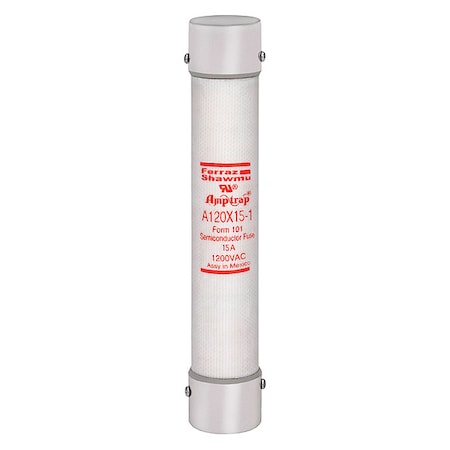 Semiconductor Fuse, 15A, Fast-Acting, 1200V AC, Cylindrical MPN:A120X15-1