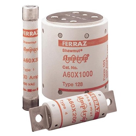 Semiconductor Fuse, A60X Series, 125A, Fast-Acting, 600V AC, Bolt-On MPN:A60X125-4