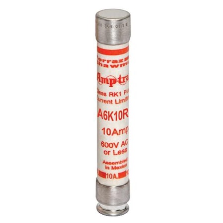 UL Class Fuse, RK1 Class, A6K-R Series, Fast-Acting, 10A, 600V AC MPN:A6K10R