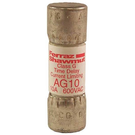 UL Class Fuse, G Class, Time-Delay, 10A, 600V AC, Non-Indicating MPN:AG10