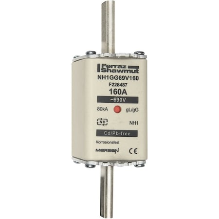 Fuse Link, F22 Series, 160A, Time-Delay, 690V AC, Square MPN:F228487