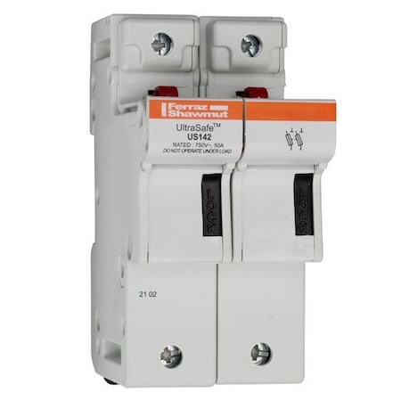 Fuse Holder, 750V AC Volt Rating, 2 Poles, Pressure Plate MPN:G331137