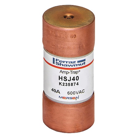 UL Class Fuse, J Class, Very Fast-Acting, 40A, 600V AC, Non-Indicating MPN:HSJ40