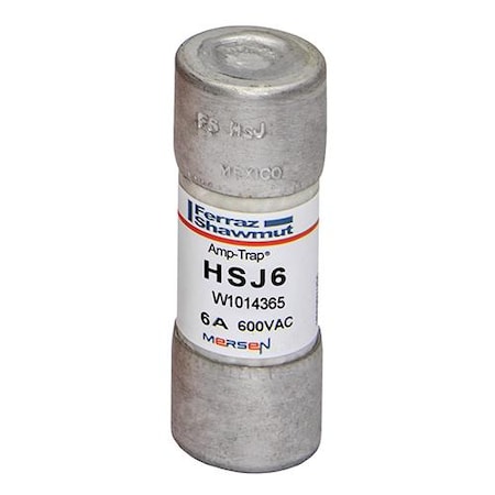 UL Class Fuse, J Class, HSJ Series, Very Fast-Acting, 6A, 600V AC, Non-Indicating MPN:HSJ6
