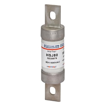 UL Class Fuse, J Class, HSJ Series, Very Fast-Acting, 80A, 600V AC, Non-Indicating MPN:HSJ80