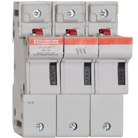 Fuse Holder, 800V AC/1000V DC Volt Rating, 3 Poles, Pressure Plate MPN:N331143