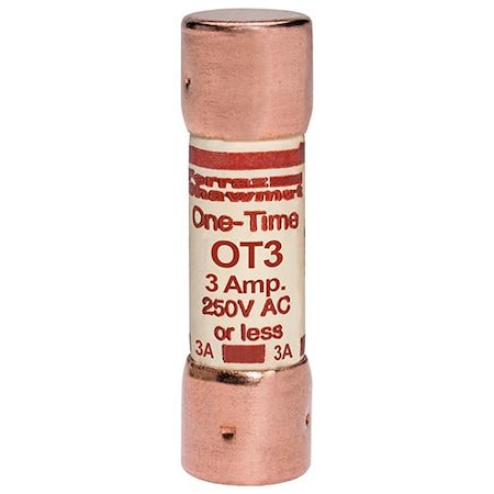 UL Class Fuse, K5 Class, OT Series, Fast-Acting, 3A, 250V AC MPN:OT3