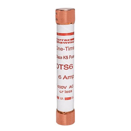 UL Class Fuse, K5 Class, OTS Series, Fast-Acting, 6A, 600V AC MPN:OTS6