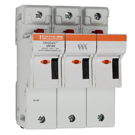 Fuse Holder, 800V AC/1000V DC Volt Rating, 3 Poles, Pressure Plate MPN:P331144