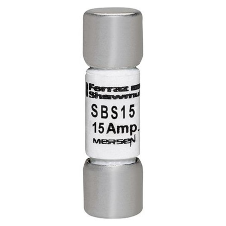 Midget Fuse, SBS Series, Fast-Acting, 15A, 600V AC, 100kA MPN:SBS15