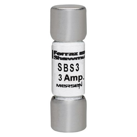 Midget Fuse, SBS Series, Fast-Acting, 3A, 600V AC, 100kA MPN:SBS3