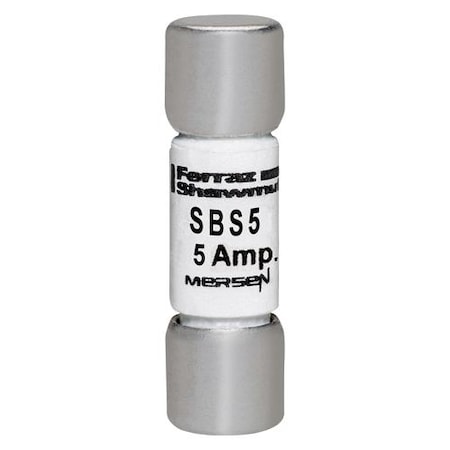 Midget Fuse, SBS Series, Fast-Acting, 5A, 600V AC, 100kA at 600V AC MPN:SBS5