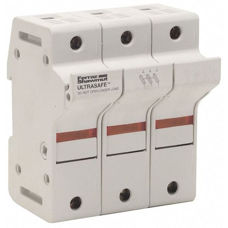 Finger Safe Fuse Block, J UL Class, 600V AC/DC Volt Rating, 3 Poles, Pressure Plate MPN:US3J3I