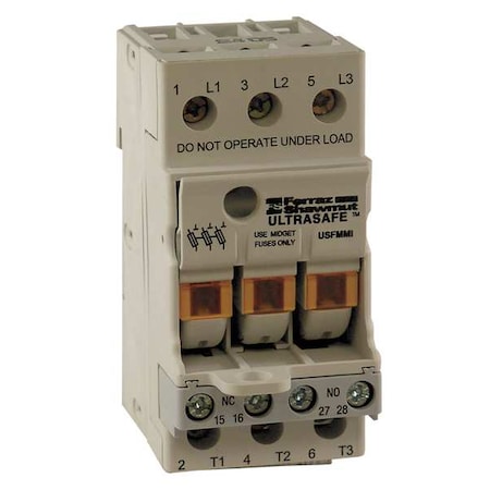 Finger Safe Fuse Block, CC UL Class, 600V AC/DC Volt Rating, 3 Poles, Screw MPN:USFMCCMI
