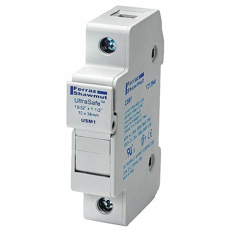 Finger Safe Fuse Block, 0 to 30A Amp Range, 800V AC/1000V DC Volt Rating, 1 Poles, Pressure Plate MPN:USM1