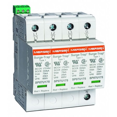 Surge Protection Device, 3 Phase, 120/208V AC, 4 Poles, 5 Wires MPN:STP208YN07