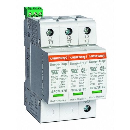 Surge Protection Device, 3 Phase, 240V AC, 3 Poles, 4 Wires MPN:STP240D07