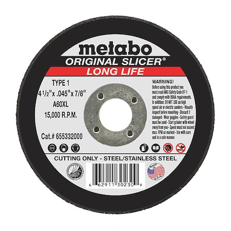 4 1/2INX.045INX7/8IN A36TZ T1 Cutting Wheels MPN:655332000