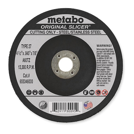 Abrasive Cut-Off Wheel, 6 in Dia, 1/8 in Thick, Aluminum oxide MPN:655313000