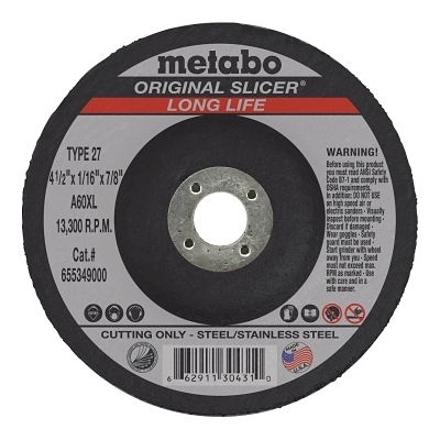 4 1/2INX1/16INX7/8IN A60TZ T27 Cutting Wheels MPN:655349000