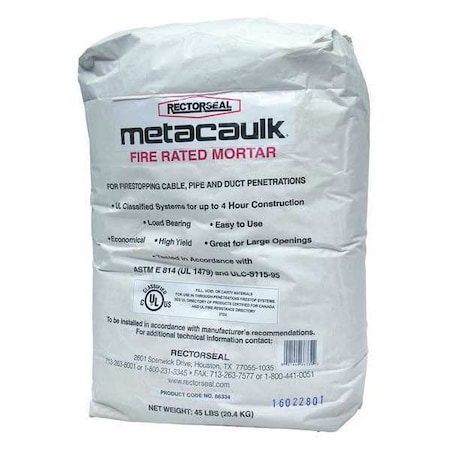 Fire Barrier Mortar, Bag, 45 lb. MPN:66334