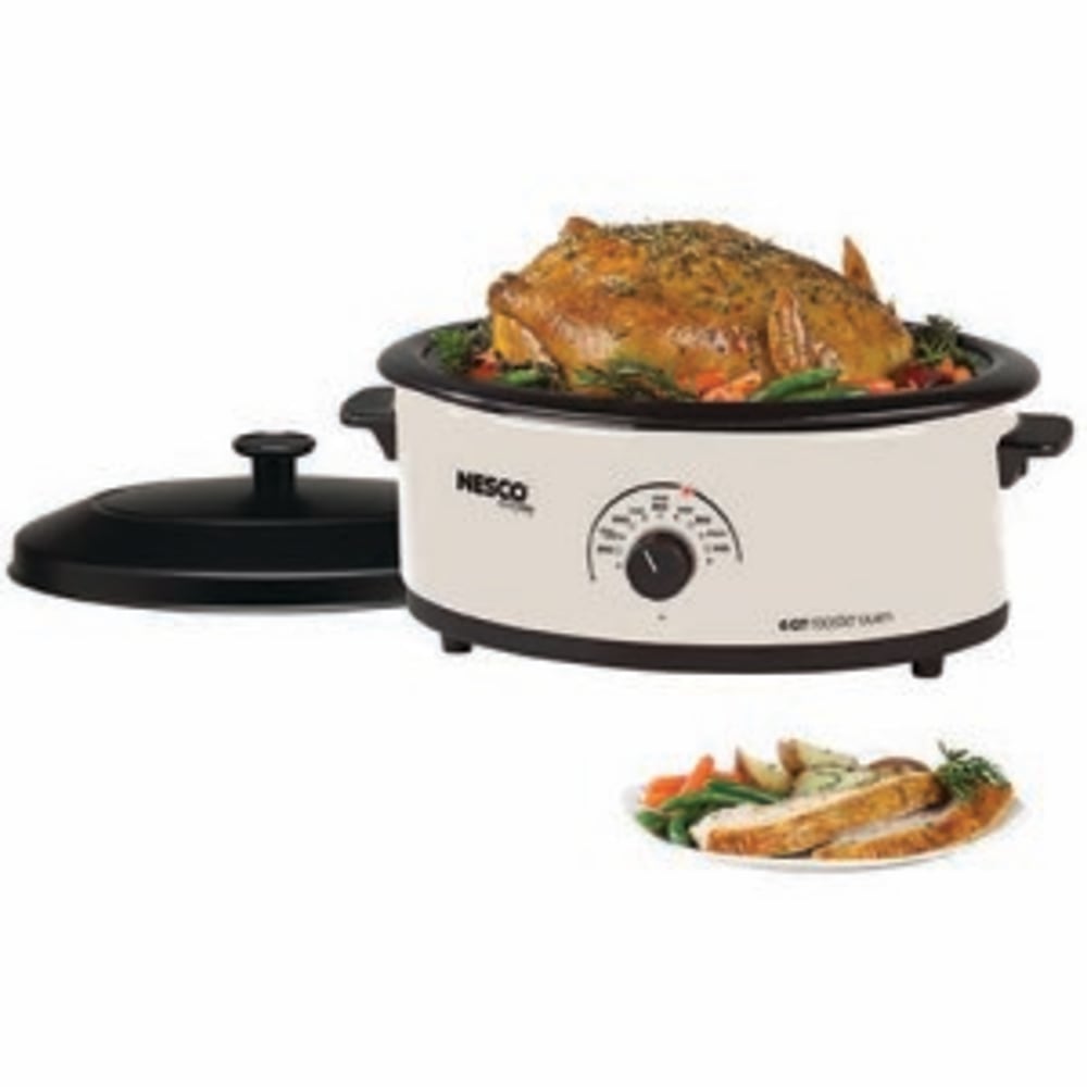 Nesco 4816-14 6-Quart Roaster Oven with Porcelain Cookwell, White - Single - 0.20 ft³ Main Oven - Electric Heat Source (Main Oven) - 481614 MPN:4816-14