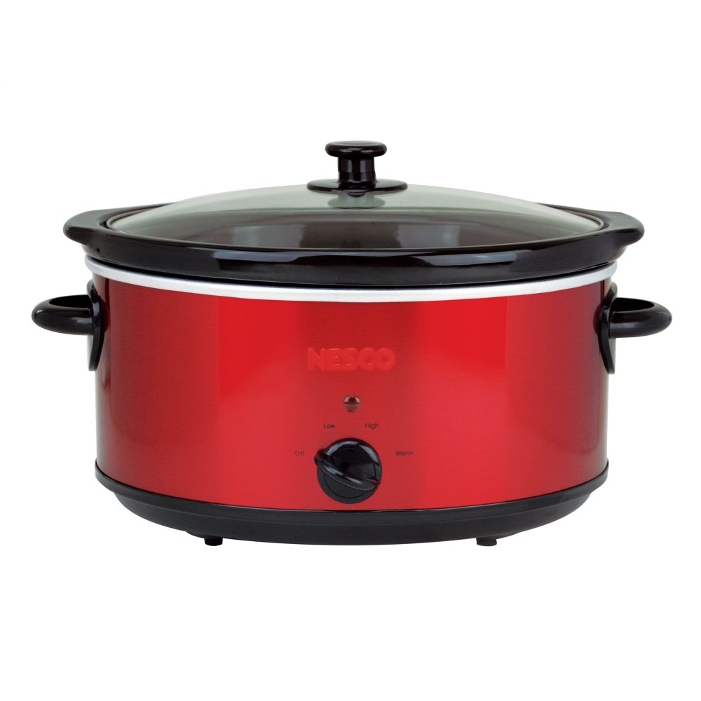 Nesco 6 Qt 275W Analog Stainless Steel Portable Slow Cooker, Red MPN:SC-6-22