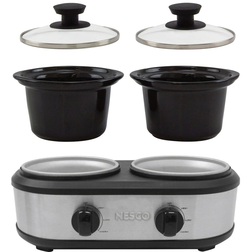 Nesco Dual Serving Station - Dual Warmer/Plates - 1.25 quart per Container - 170 W Electric Power Source - Stainless Steel MPN:SC-1DSS