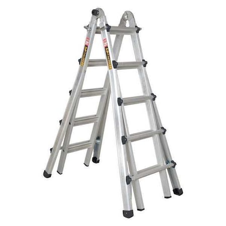 22 ft. Overall H, Multiposition Ladder, Grade 1A, Alum, 21 ft, Aluminum, 300 lb. Load Capacity MPN:E-MTL7200AL