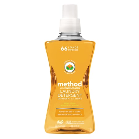 Laundry Detergent, 53.5 oz Bottle, Liquid, Ginger Mango, 4 PK MPN:01490