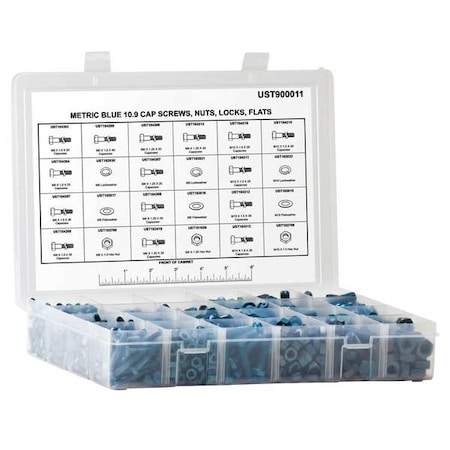 M10; M6; M8 Hex Head Cap Screw Assortment, Blue Phosphate Finish, Steel MPN:UST900011