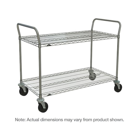 Utility Cart with Shallow Lipped Wire Shelves, Steel, 600 lb Load Capacity, 2 Shelves, 60 in L MPN:2SPN56ABR