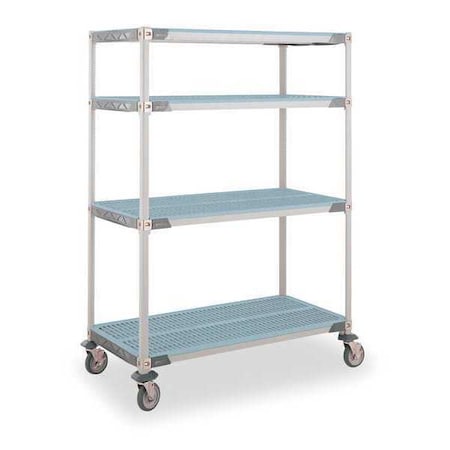Utility Cart, Polymer/304 Stainless Steel, 900 lb Load Capacity, 4 Shelves, 60 in L, 62 in W MPN:3TJ72